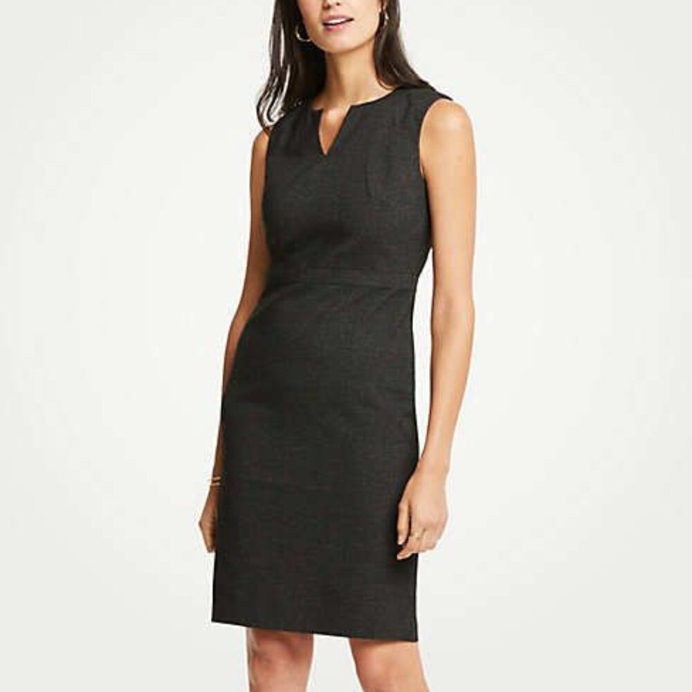 ANN TAYLOR - SPLIT NECK SHEATH DRESS SIZE 0; Work Dress, Office, Professional